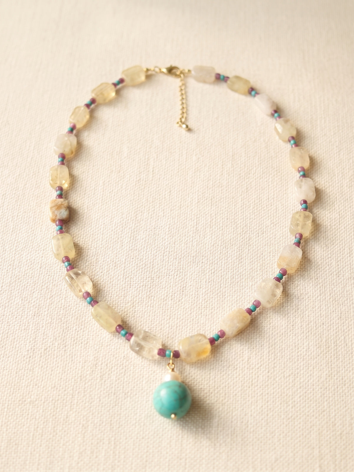 The Collector Citrine, Ruby & Turquoise Necklace