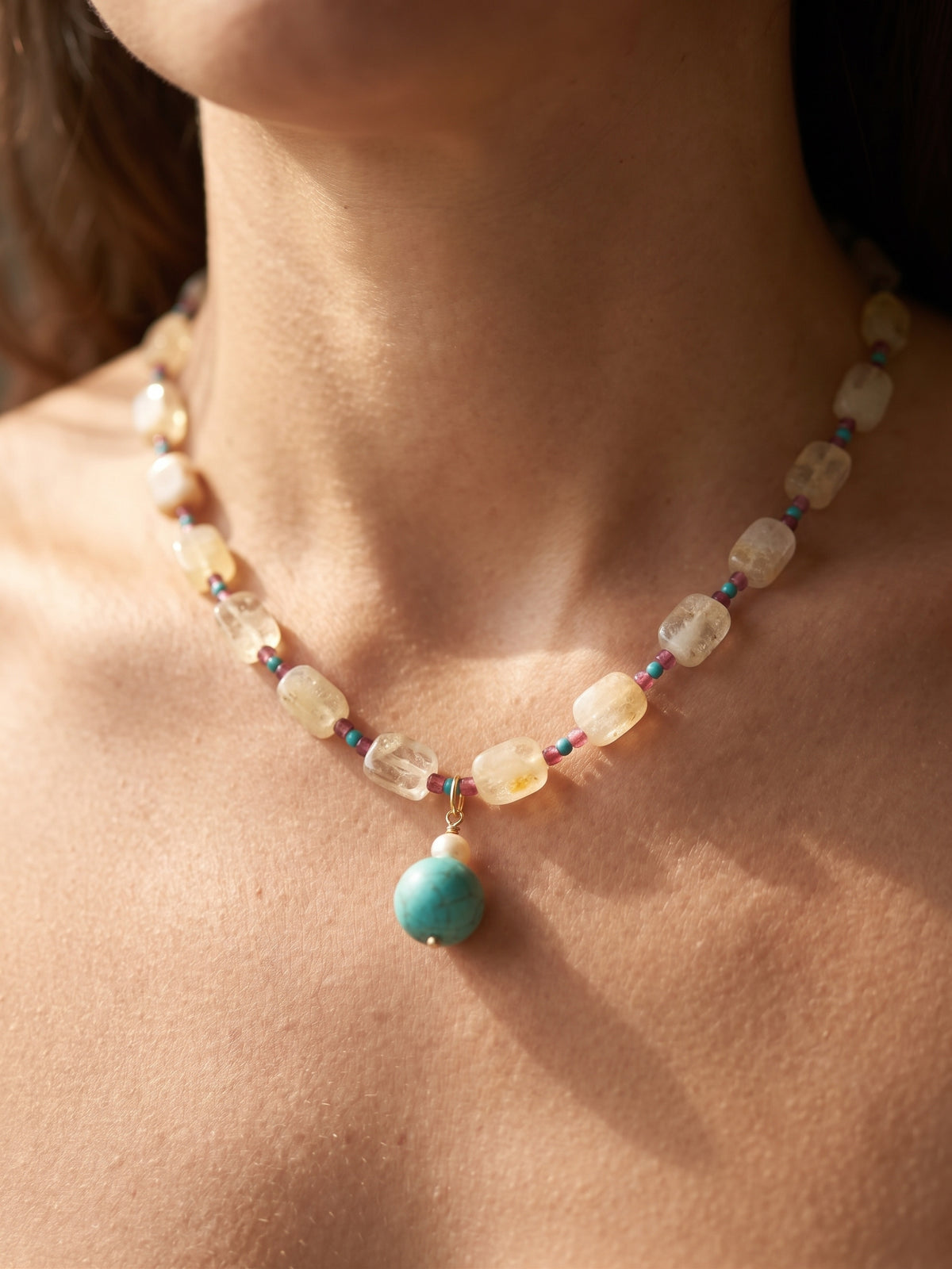 The Collector Citrine, Ruby & Turquoise Necklace