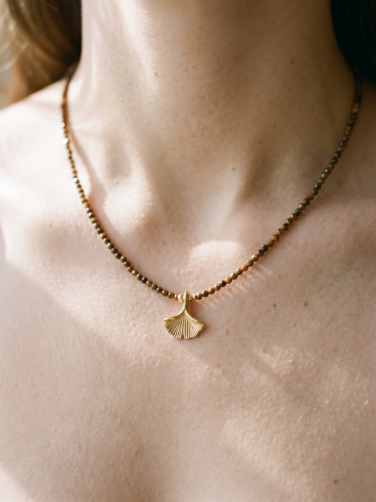The Gilded Soul Tiger’s Eye & Ginkgo Necklace
