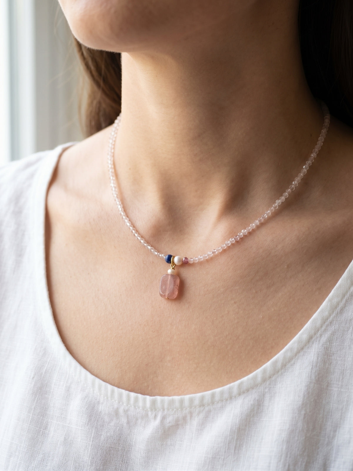 The Daydreamer   Strawberry Quartz Necklace