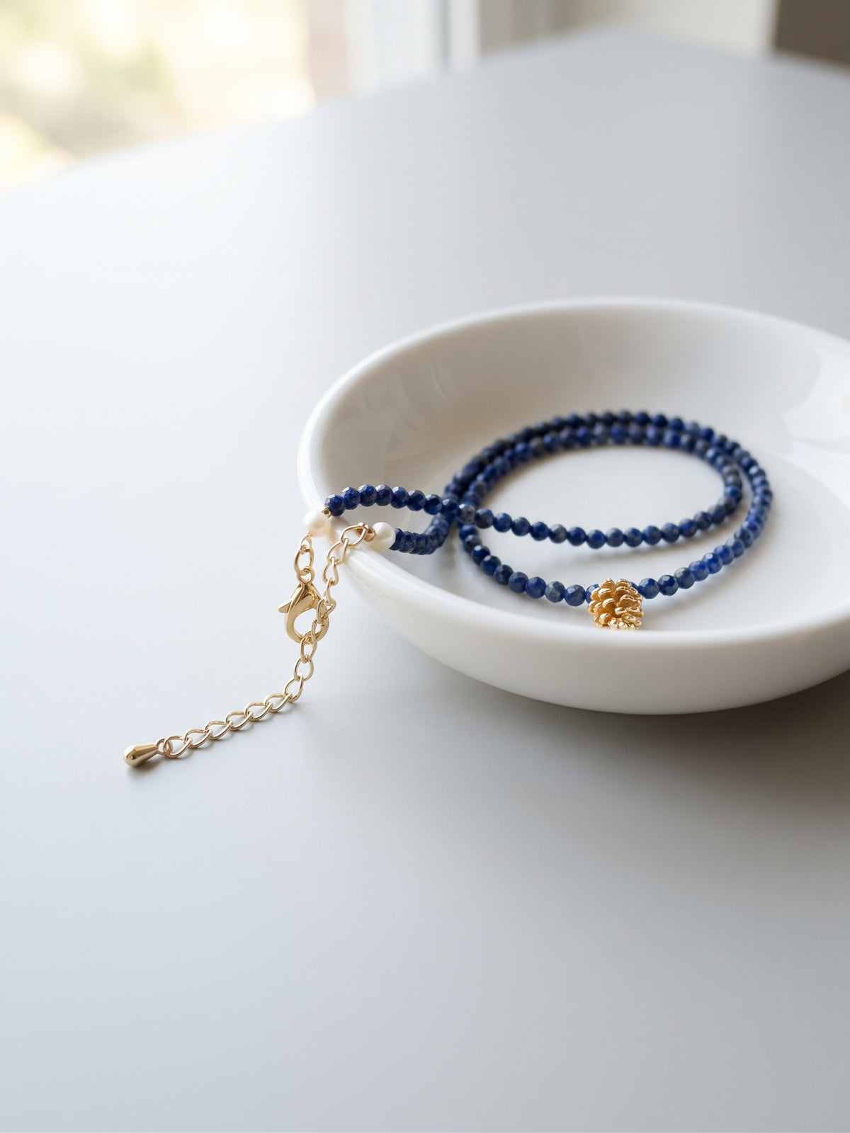 The Wanderer Lapis & Pinecone Necklace