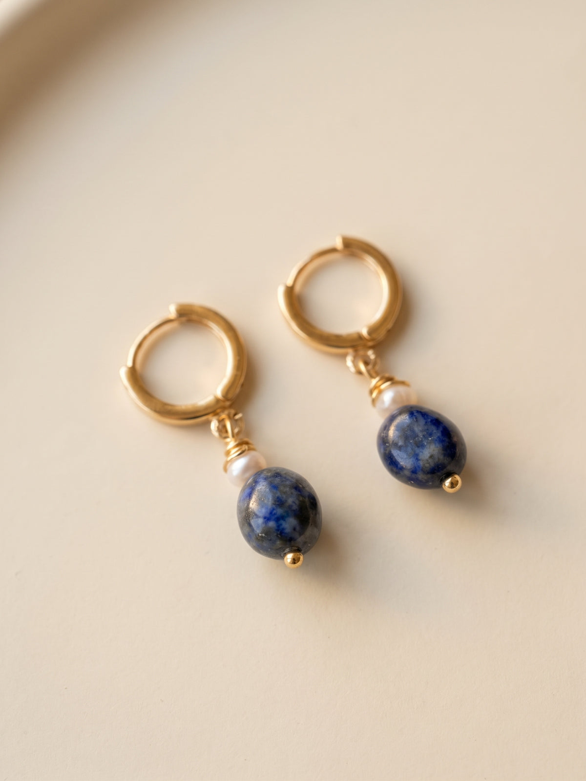 The Tastemaker Lapis & Pearl Hoop Earrings