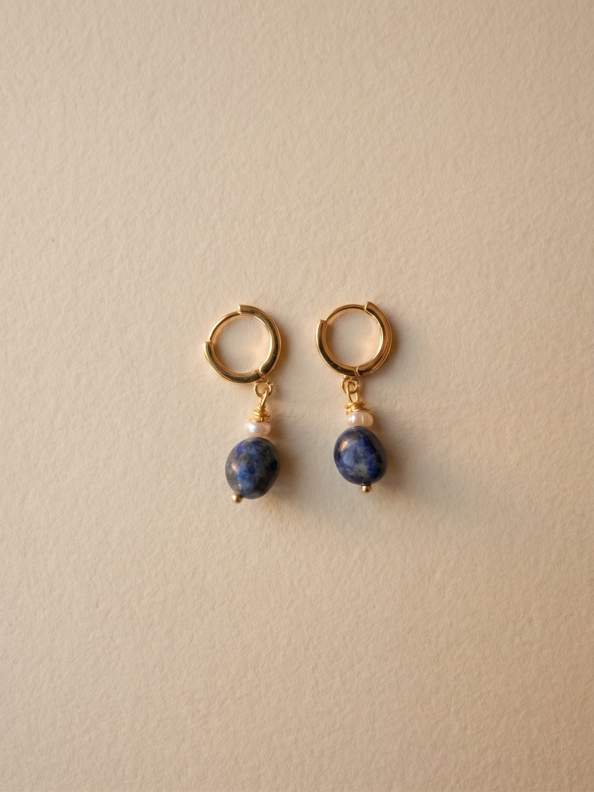 The Tastemaker Lapis & Pearl Hoop Earrings