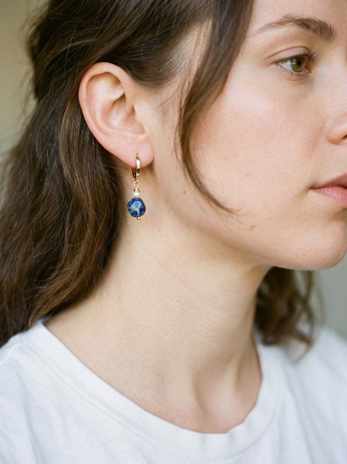 The Tastemaker Lapis & Pearl Hoop Earrings