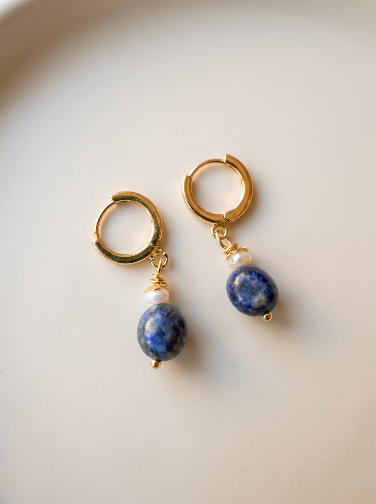 The Tastemaker Lapis & Pearl Hoop Earrings