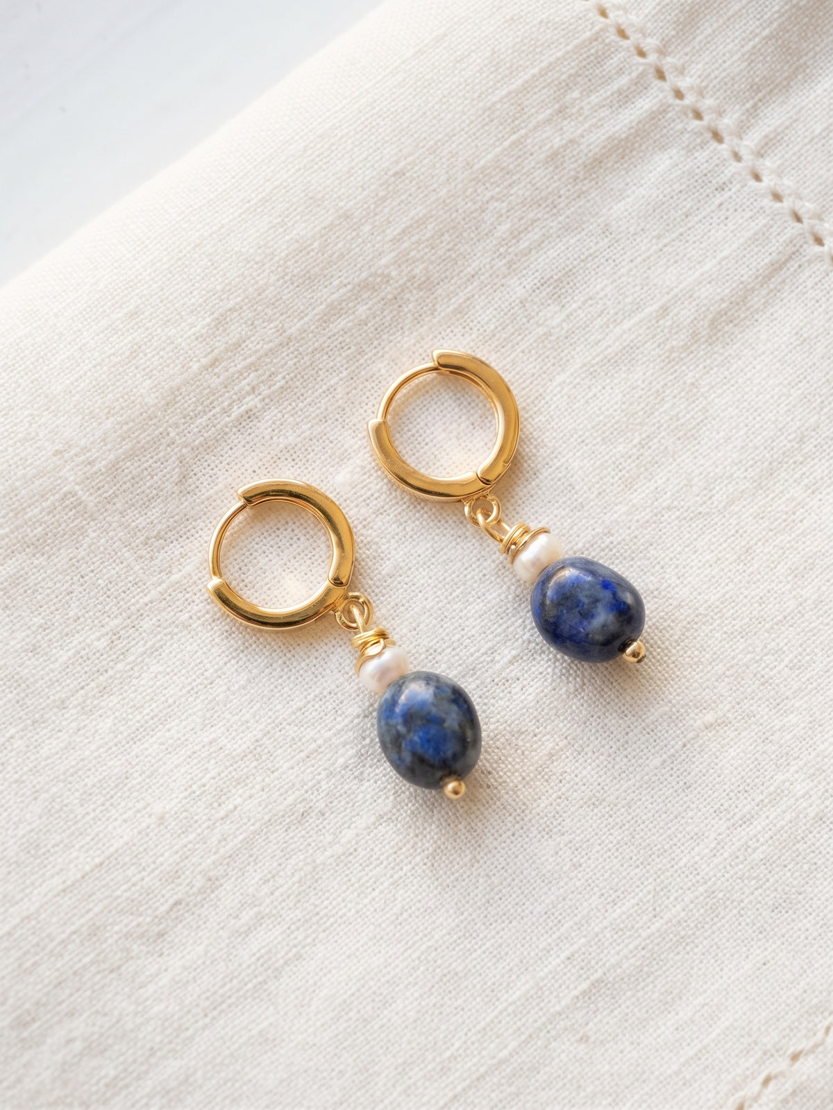 The Tastemaker Lapis & Pearl Hoop Earrings