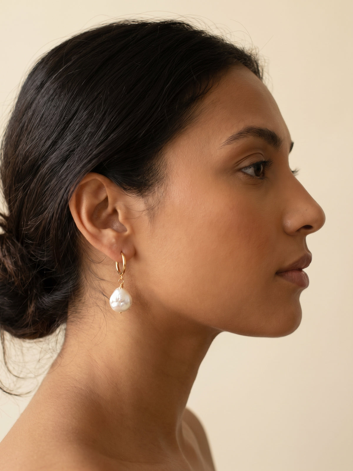 Miss Classic Coin Pearl Hoop Earrings