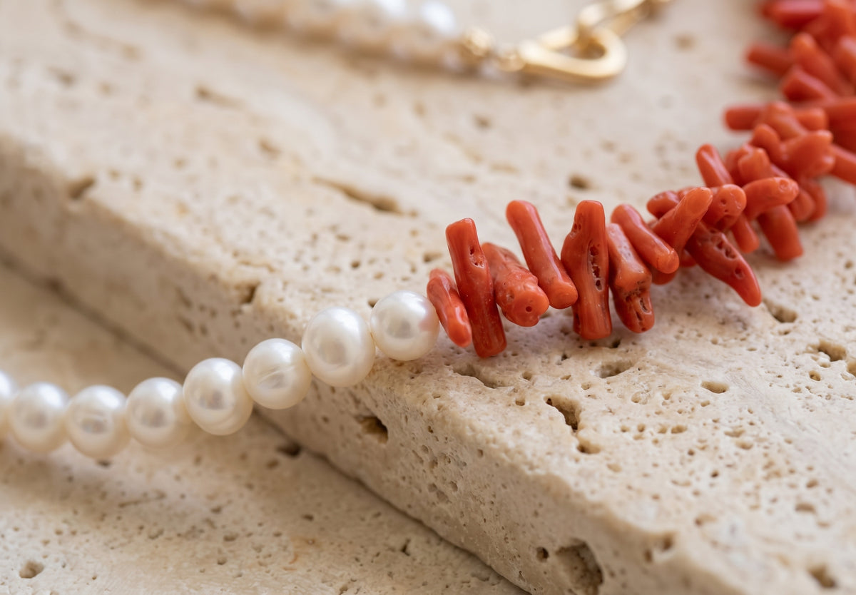 La Riviera Coral & Pearl Necklace
