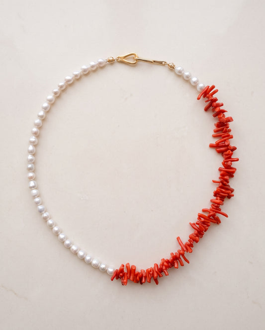 La Riviera Coral & Pearl Necklace