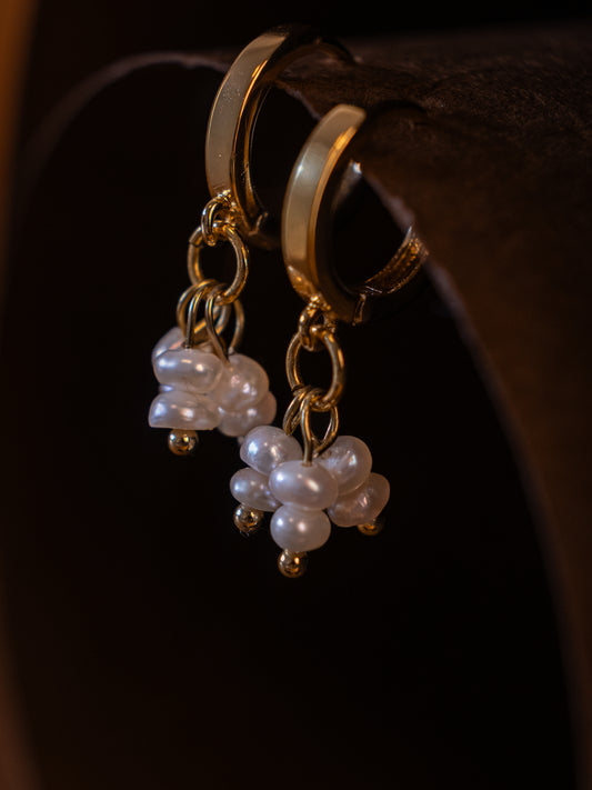 Pearl Blossom Hoop Earrings