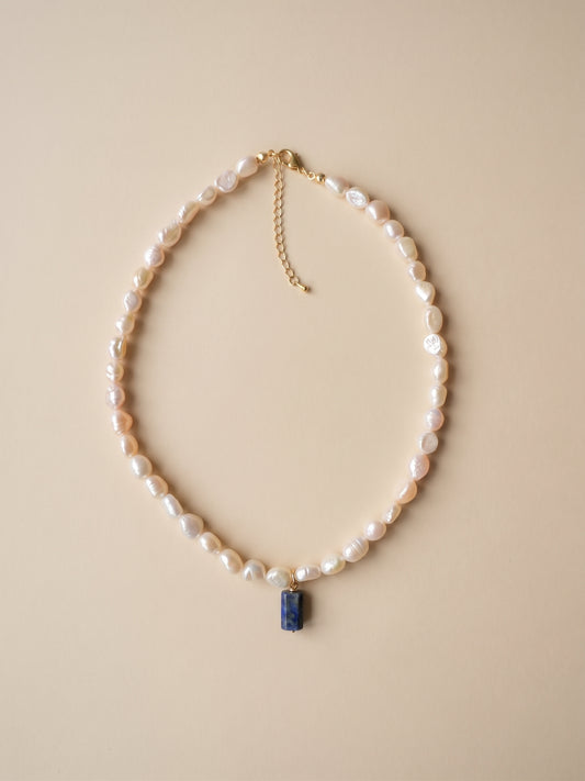 The Blue Muse Lapis & Pearl Necklace