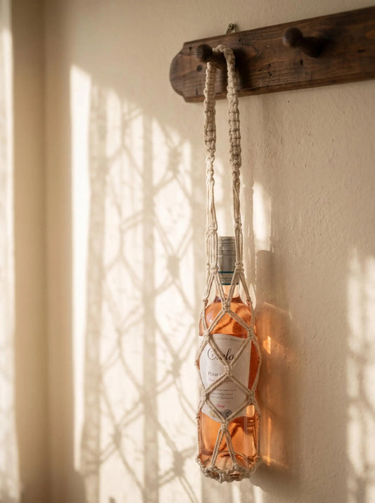 Boho Wine Gift Bag – Handmade Macrame Carrier