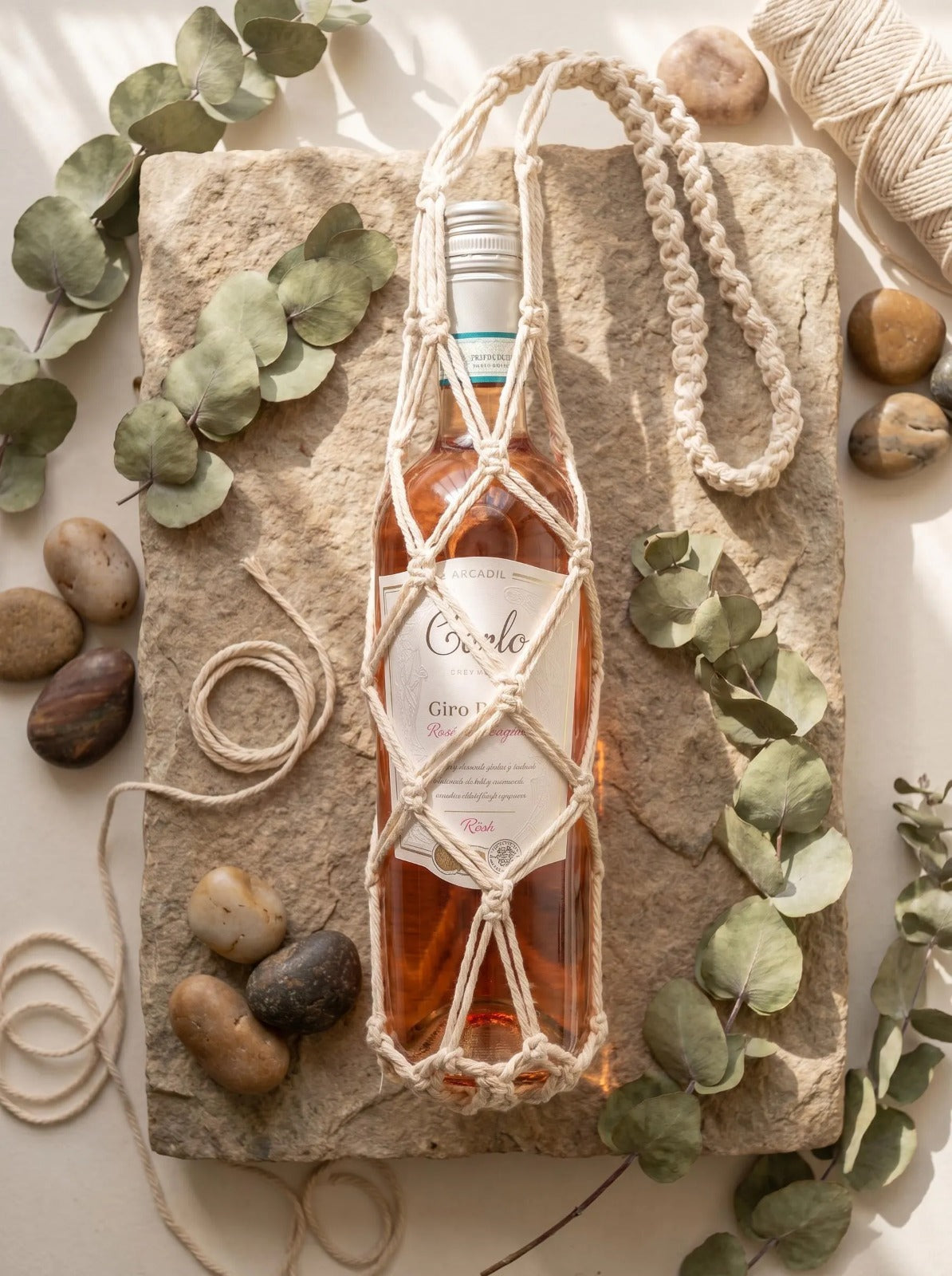 Boho Wine Gift Bag – Handmade Macrame Carrier