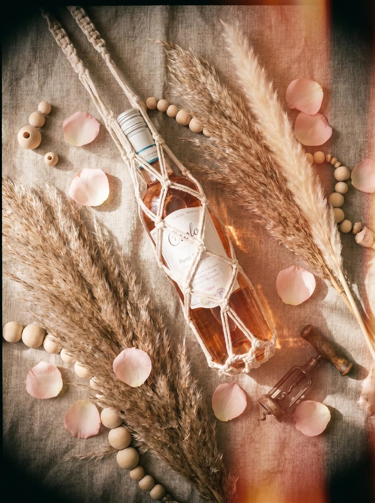 Boho Wine Gift Bag – Handmade Macrame Carrier