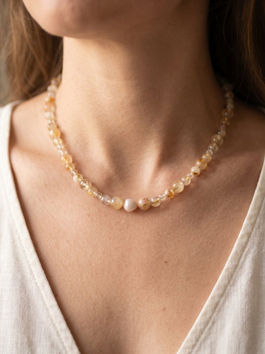 Wild Blonde Citrine & Pearl Necklace