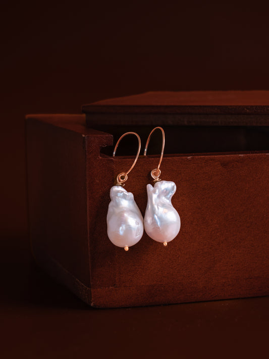 Baroque Moon Pearl Drop Earrings