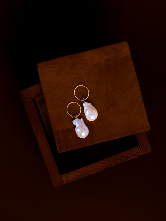 Baroque Moon Pearl Drop Earrings