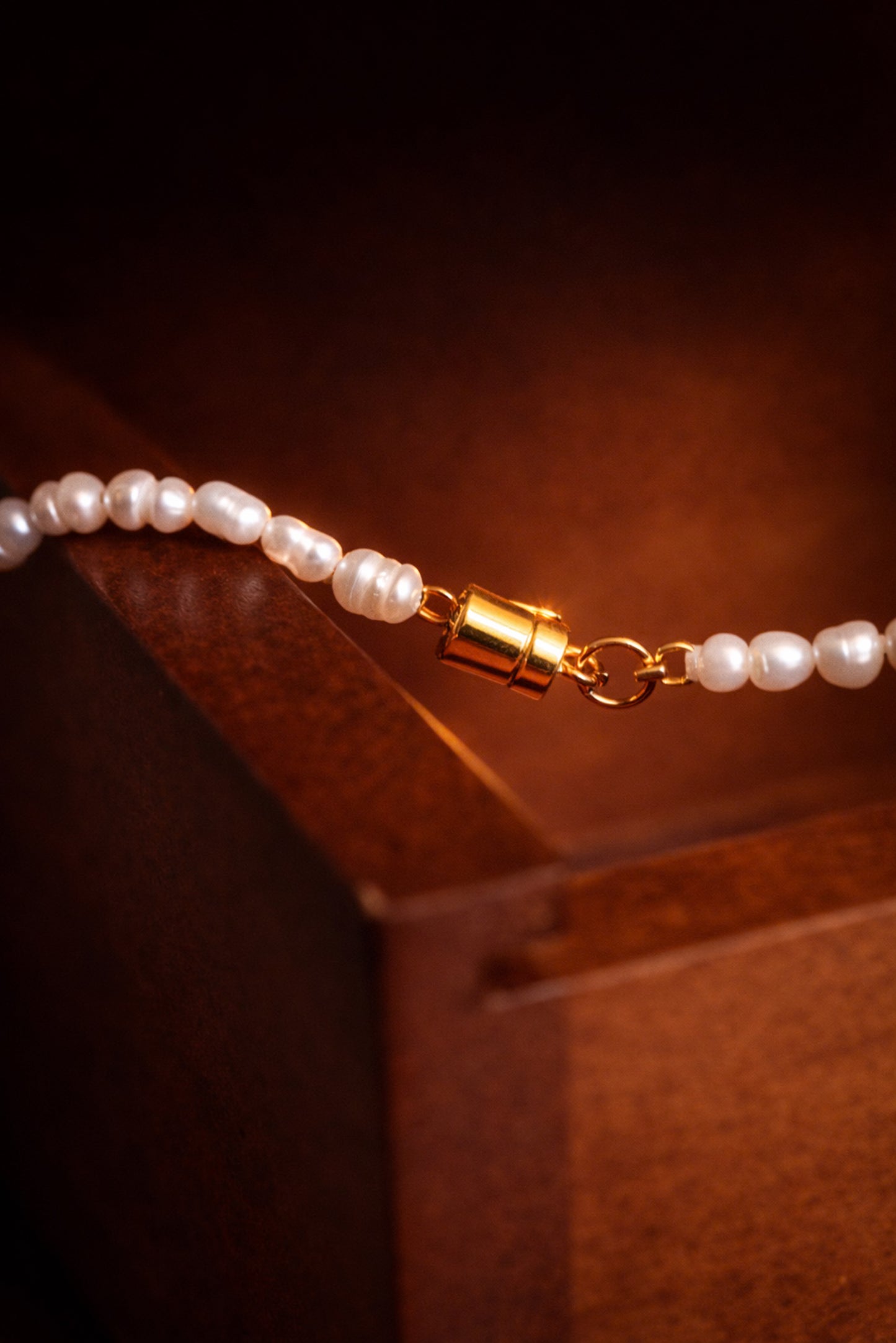 Gold Filled Magnetic Clasp Pearl Necklace