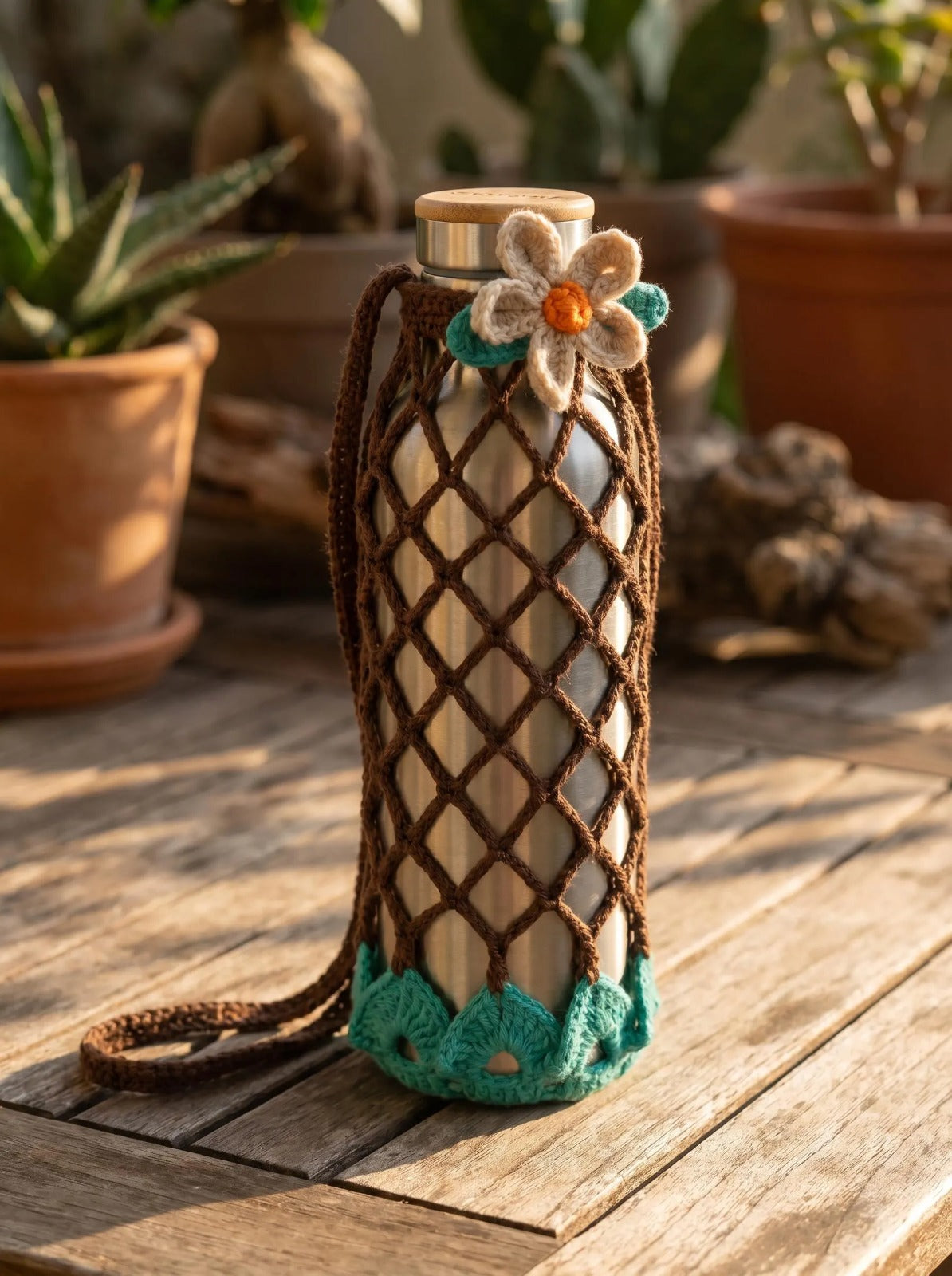 Wildflower Crochet Water Bottle Holder