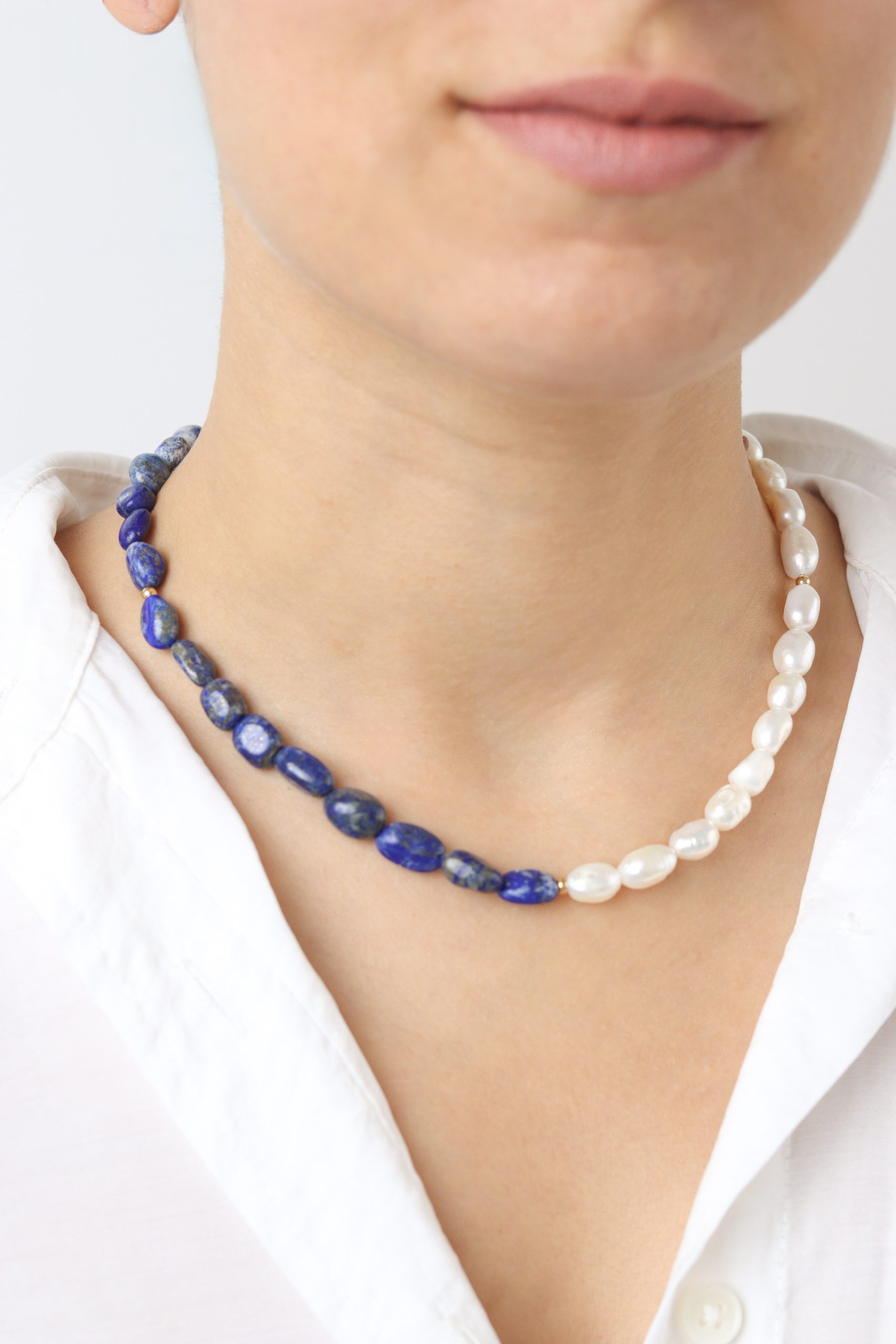 Moonlight Lapis Lazuli Pearl Necklace - Image 3