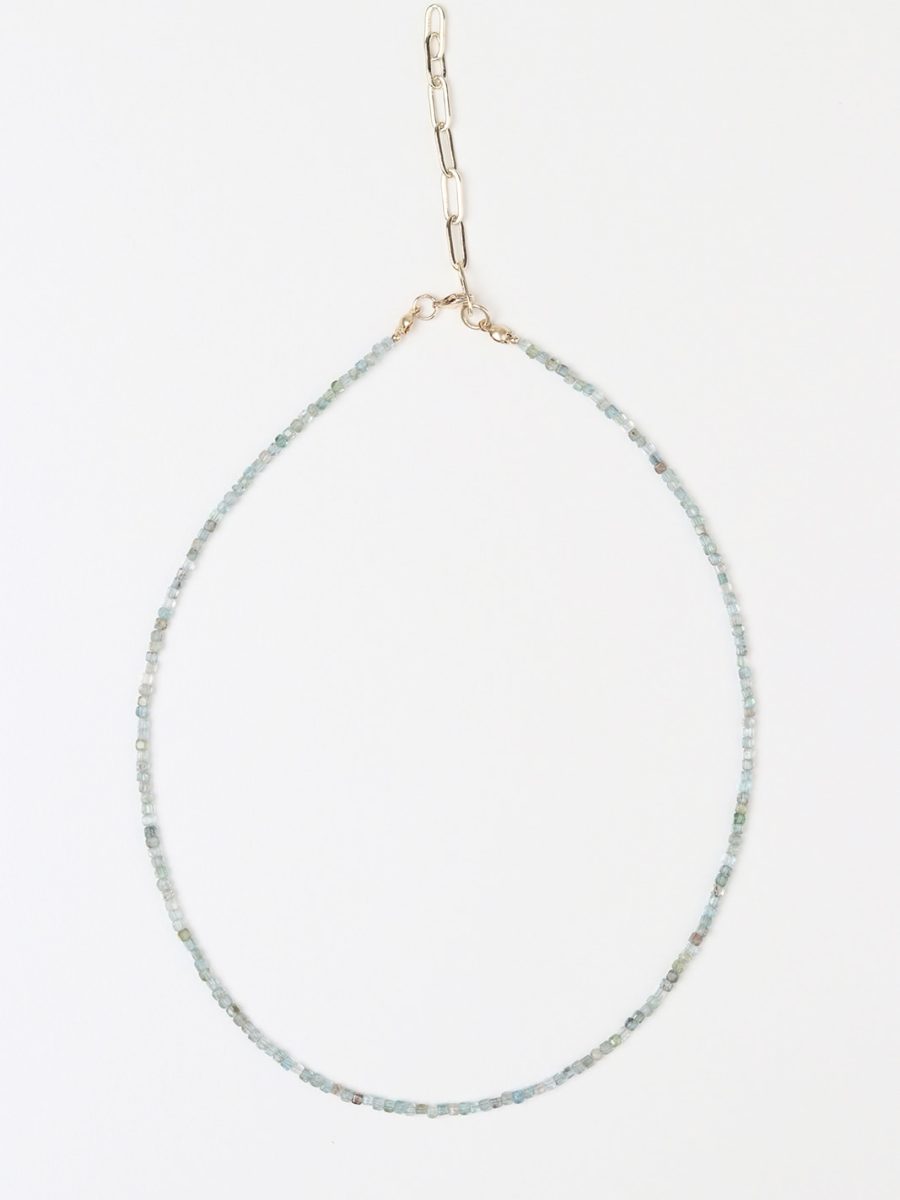 Mini Aquamarine Cube Necklace