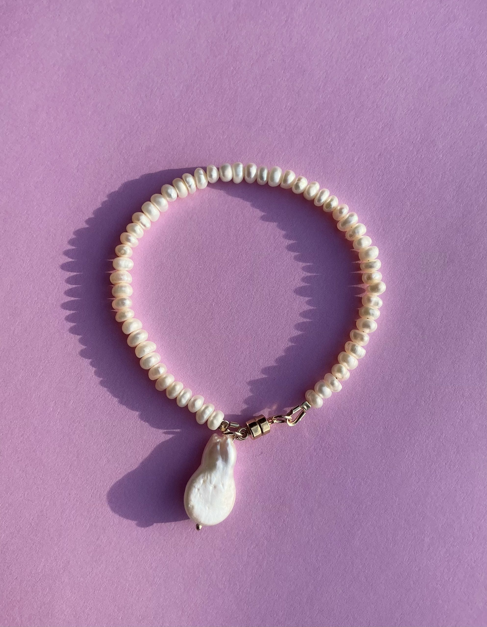 Gold Filled Magnetic Clasp Pearl Bracelet