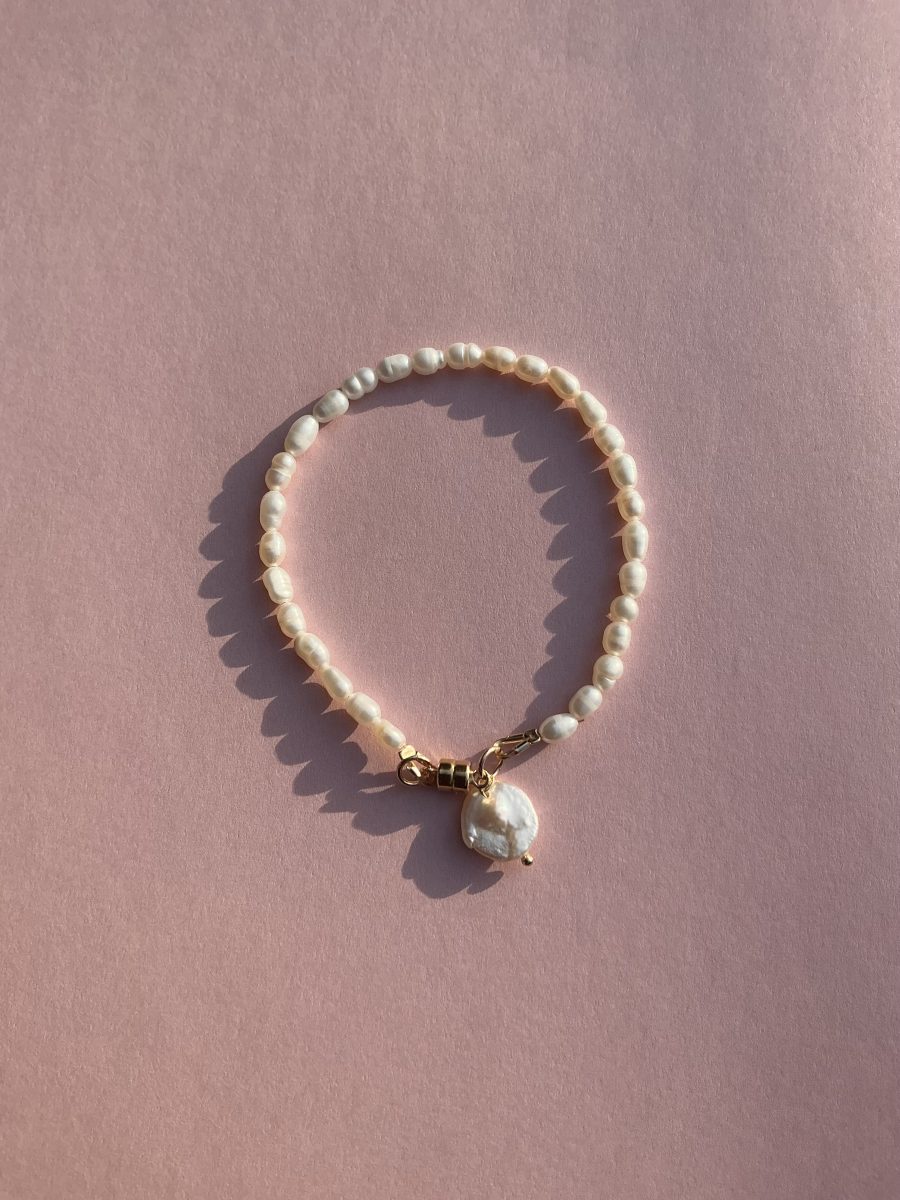 Gold Filled Pearl Bracelet with Coin Pearl Charm