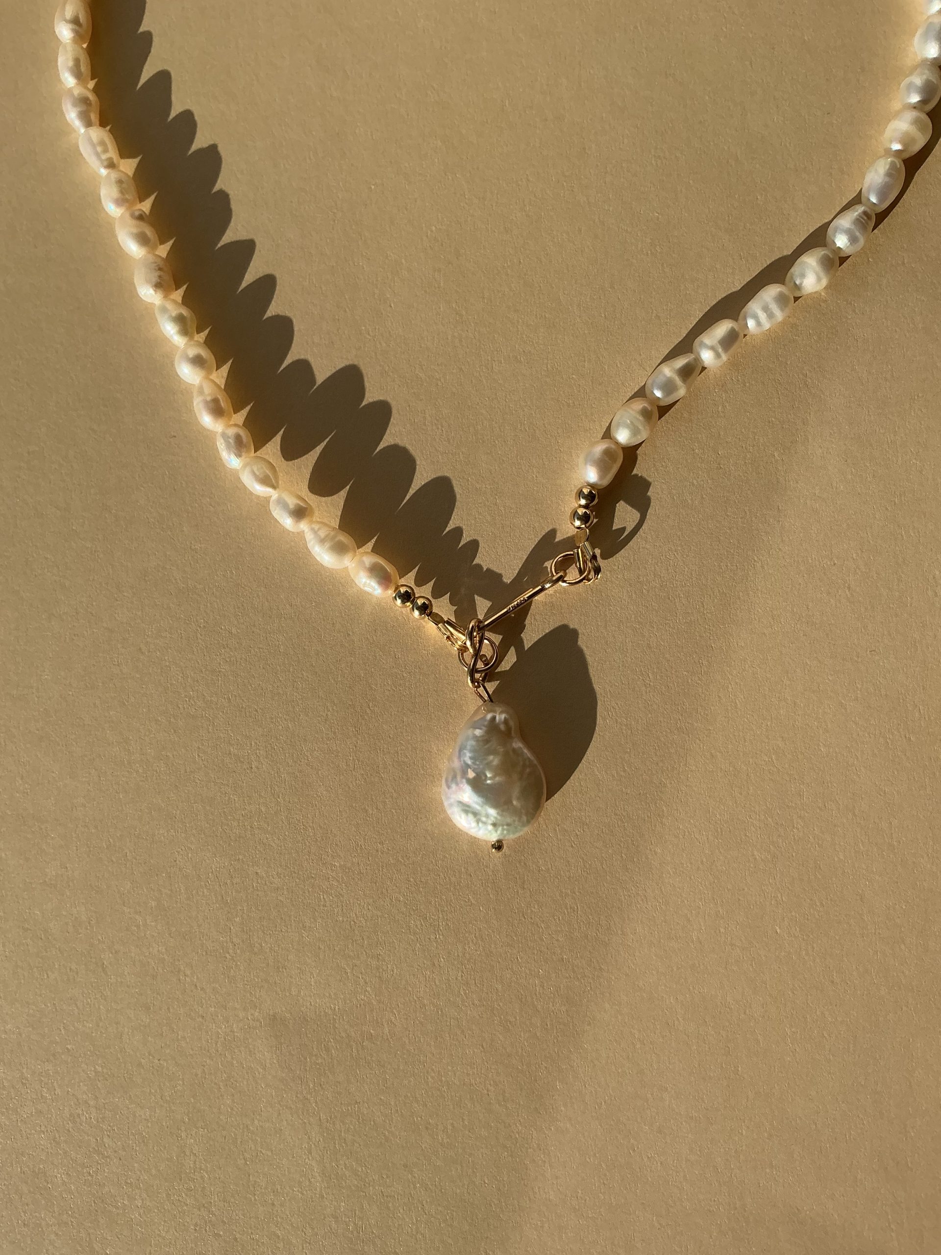 Gold Filled Baroque Pearl Choker Necklace - Image 4