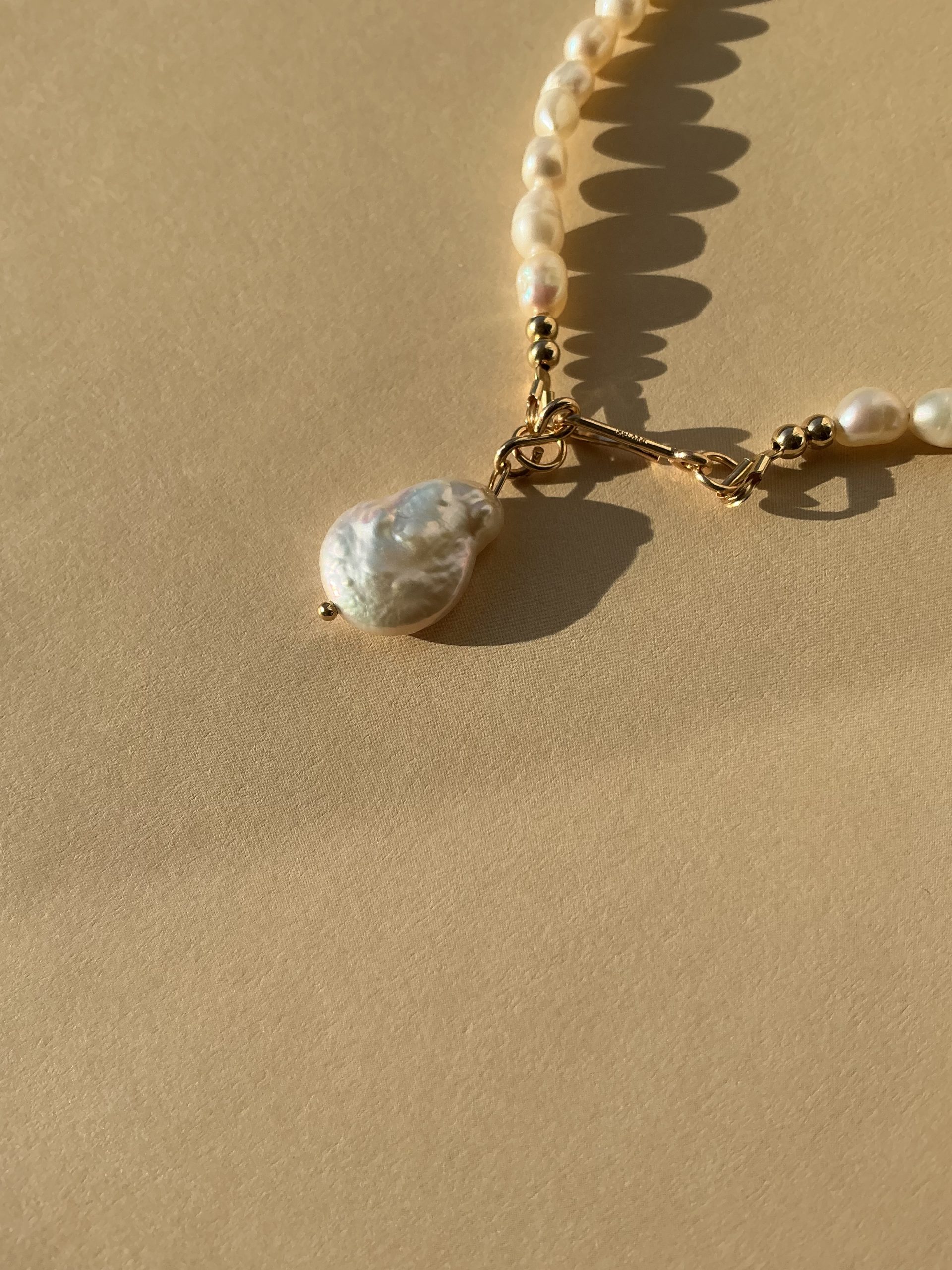 Gold Filled Baroque Pearl Choker Necklace - Image 3