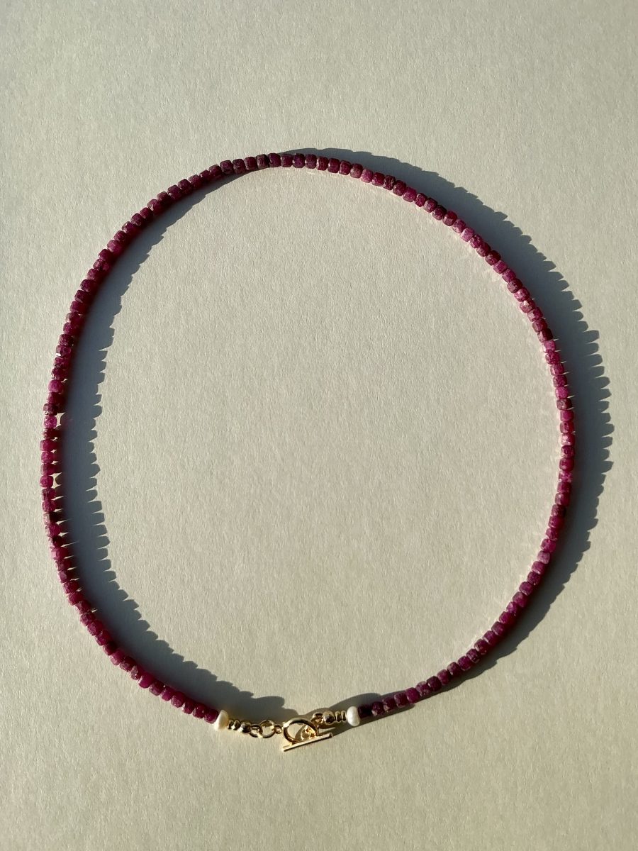 Ruby Pearl Crown Necklace