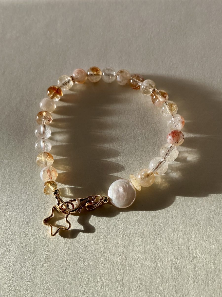 Golden Citrine & Coin Pearl Bracelet