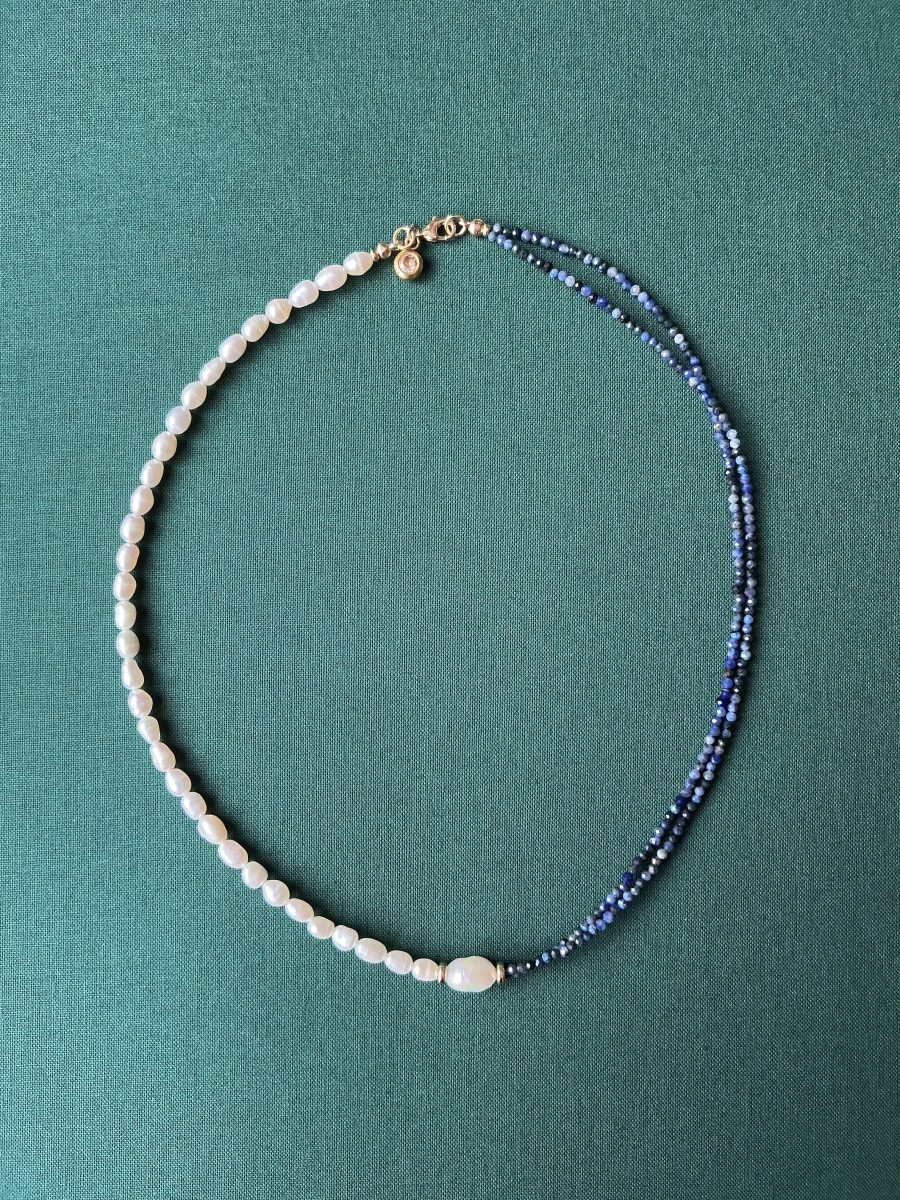 Sodalite Pearl Necklace