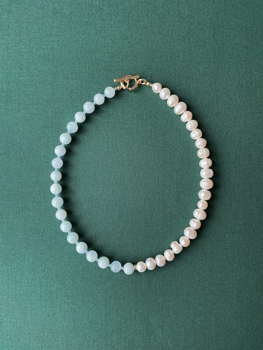 Aquamarine Pearl Necklace