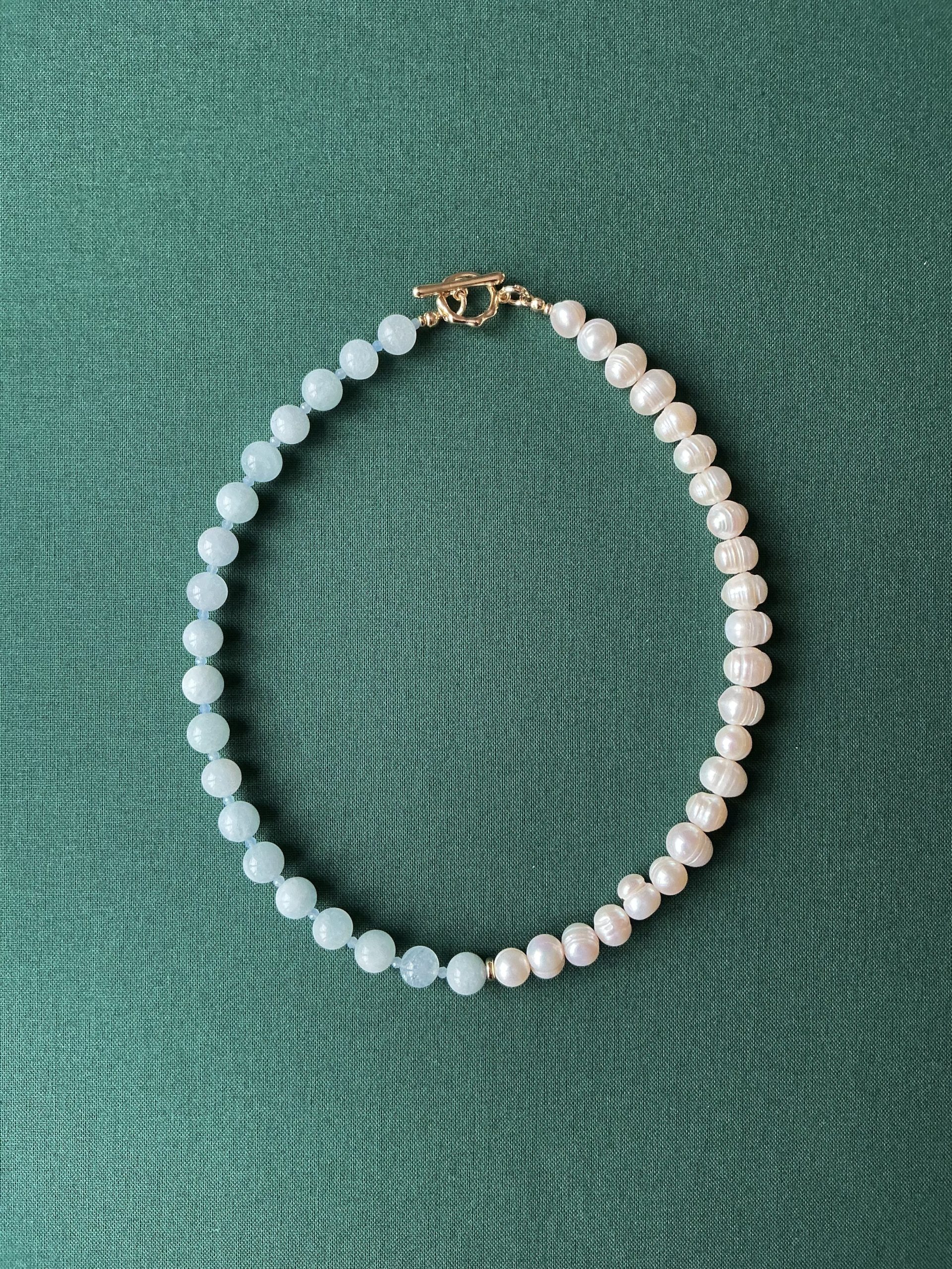 Aquamarine Pearl Necklace